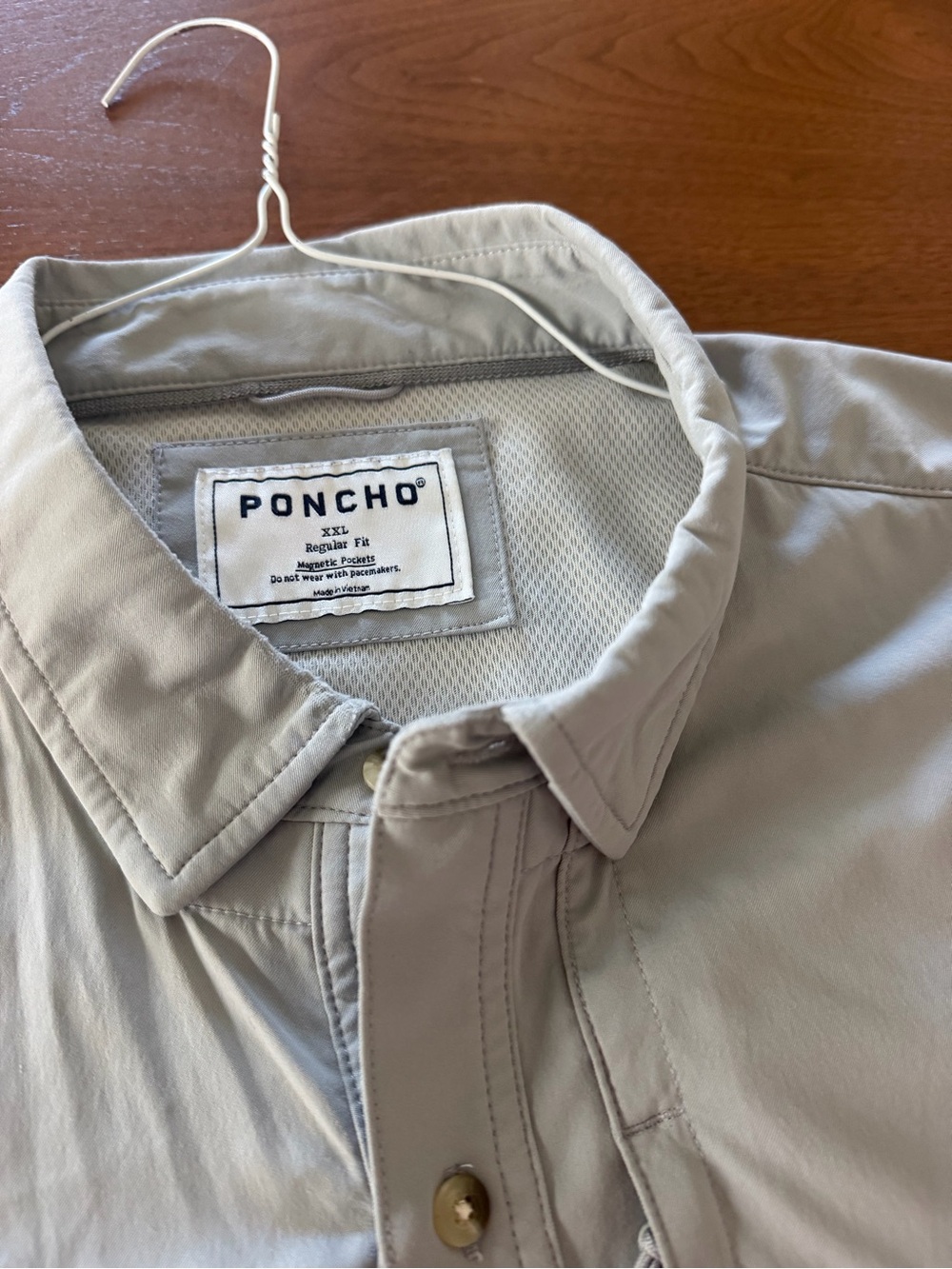 Poncho Men's Light Gray Casual Button-Down Shirt - XXL